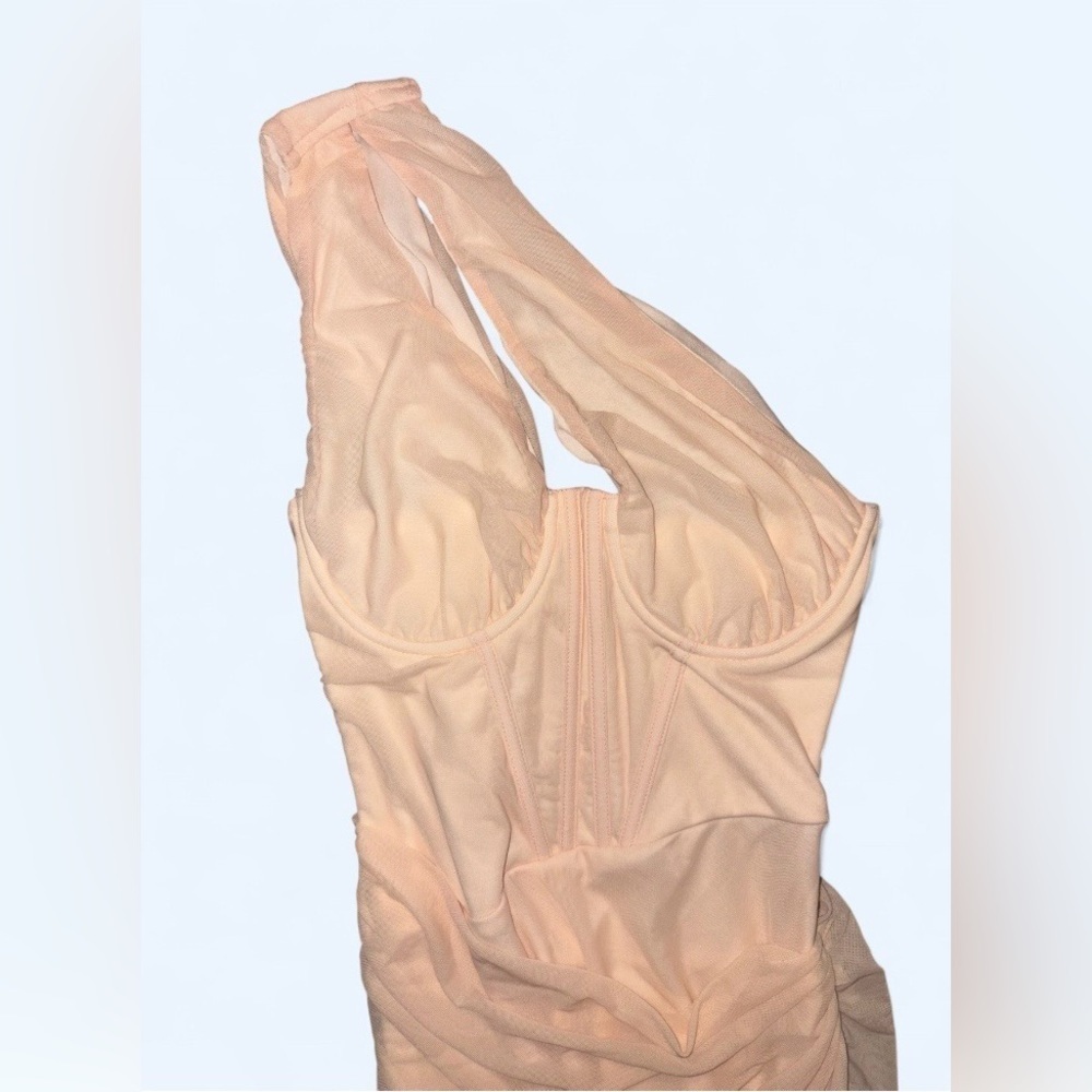 Kutumai One-Shoulder Mesh Corset Midi Dress – Nude/Peach – XS – NWT - Picture 8 of 9